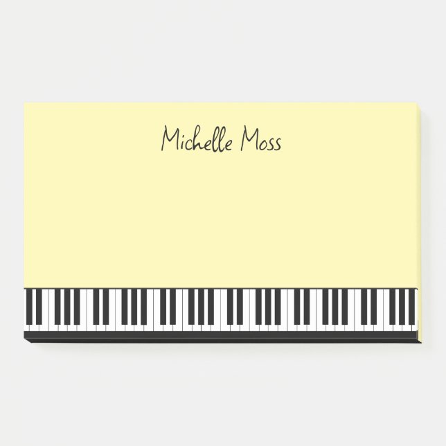 Simple Cute Musical Piano Keyboard Pale Yellow Post-it Notes (Front)