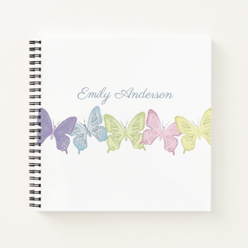 Simple Cute Pastel Botanical Nature Butterflies  Notebook