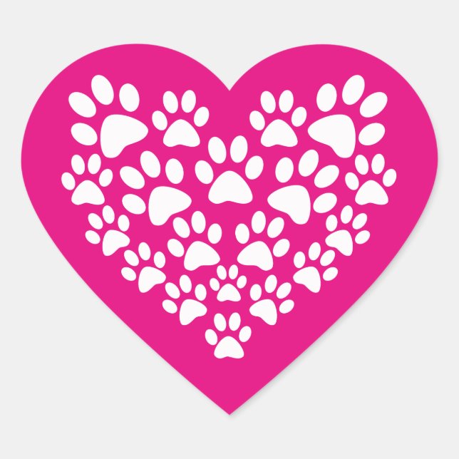 Simple Cute Paw Print Heart Sticker (Front)