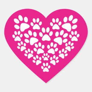 Simple Cute Paw Print Heart Sticker