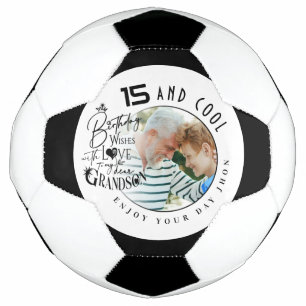 Simple Cute Photo Birthday Design For Grandson Soccer Ball