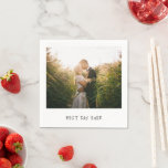 Simple Cute Photo Modern Wedding Napkins<br><div class="desc">Unique and fun wedding napkin that mimicks the look of a retro instant photo with "Best Day Ever" in a casual black handwriting font over a white background. A design that is perfect for the modern, minimalist couple. These custom picture napkins are a great way to add a personal touch...</div>