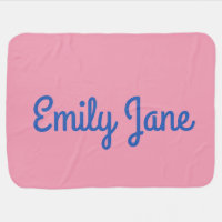 Simple Cute Pink and Blue Personalized Name Baby Blanket