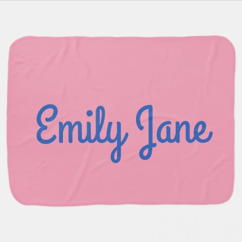 Simple Cute Pink and Blue Personalized Name Baby Blanket