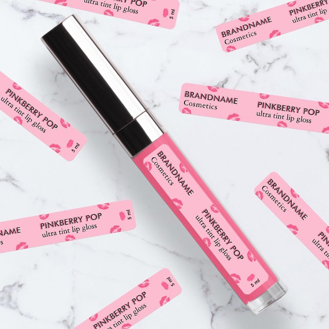 Simple Cute Pink Berry Pop Custom Lip Gloss & Tint Labels (Creator Uploaded)