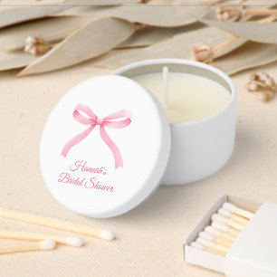 Simple Cute Pink Bow Bridal Shower Candle Favor Mini Candle Favors