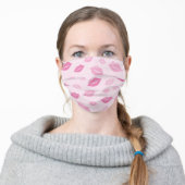 Simple Cute Pink Lips KIsses Pattern Adult Cloth Face Mask (Worn)