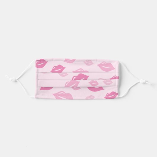 Simple Cute Pink Lips KIsses Pattern Adult Cloth Face Mask (Front, Folded)