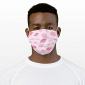 Simple Cute Pink Lips KIsses Pattern Adult Cloth Face Mask (Worn)