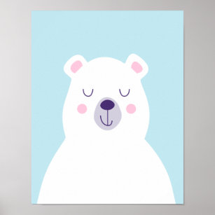 Simple cute polar bear graphic nursery poster