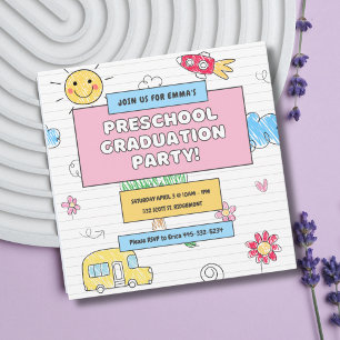 Simple Cute Preschool Graduation Party Invitation