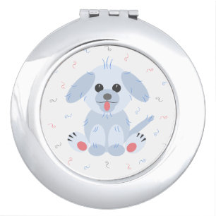 Simple Cute Puppy Dog Cartoon Pink Pastel Compact Mirror