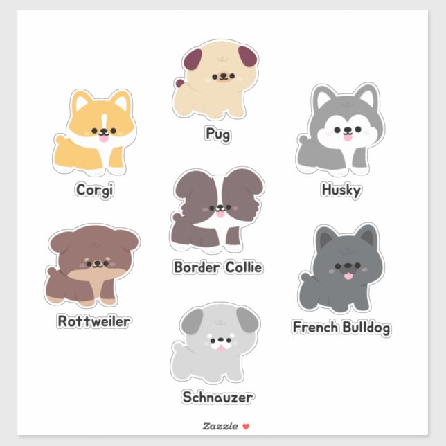 Simple Cute Puppy Dog Sticker (Sheet)