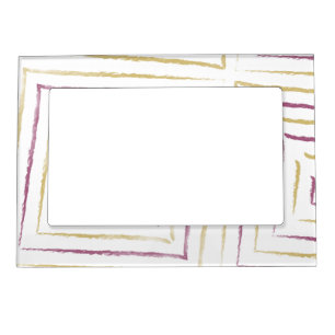 Simple Cute Purple & Golden Stripes Magnetic Frame
