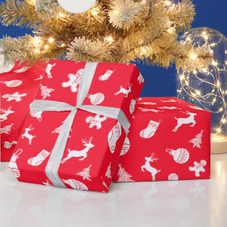 Simple Cute Red And White Christmas Wrapping Paper