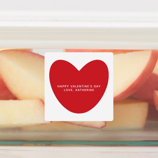 Simple cute red heart custom text Valentine's Day Labels (Affixed)