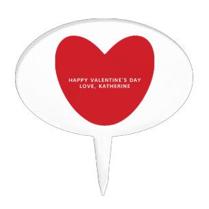 Simple cute red heart custom Valentine's Day Cake Topper