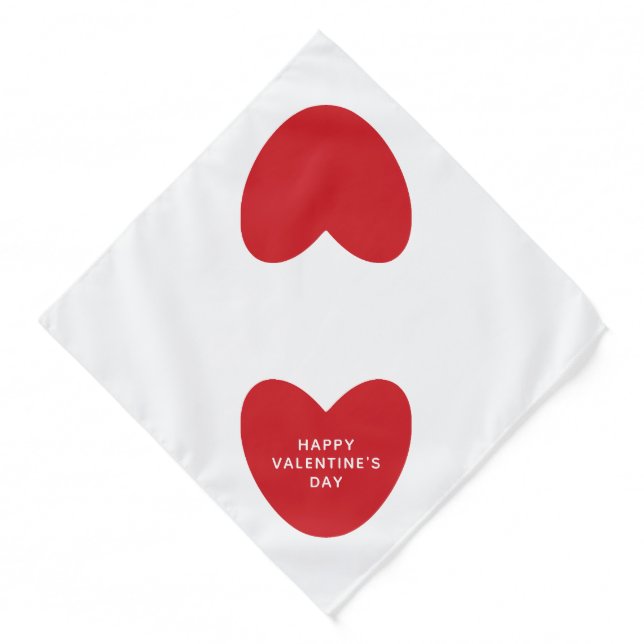 Simple cute red heart custom Valentine's Day dog Bandana (Front)
