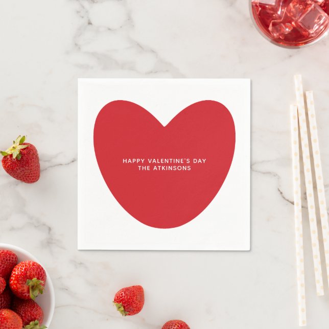 Simple cute red heart custom Valentine's Day Napkins (Insitu)