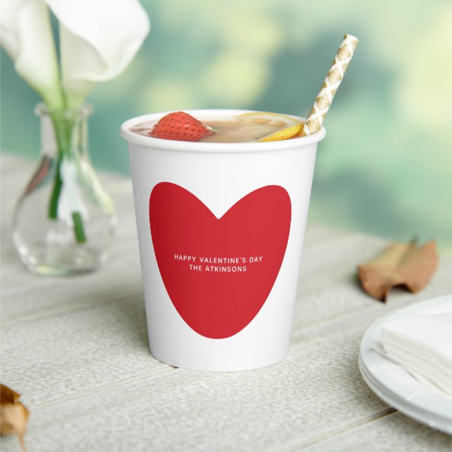 Simple cute red heart custom Valentine's Day Paper Cups (Insitu)
