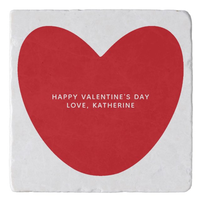 Simple cute red heart custom Valentine's Day Trivet (Front)