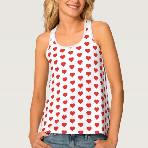 Simple Cute Red Heart Minimalist Pattern Tank Top