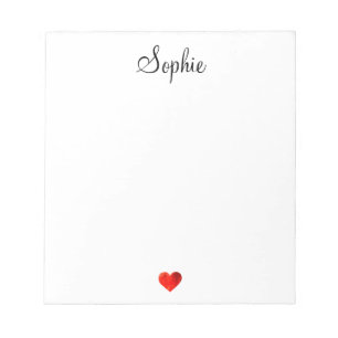 Simple Cute Red Heart Notepad