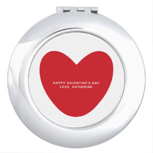Simple cute red heart personalized Galentine's Day Compact Mirror