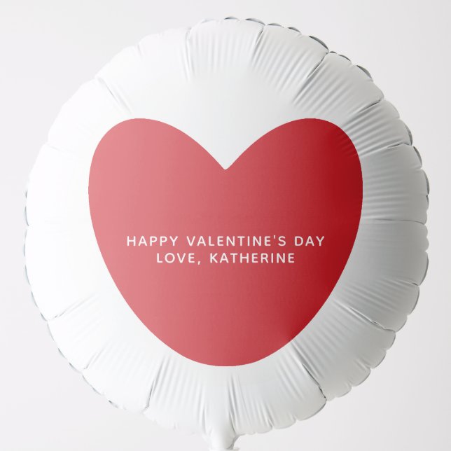 Simple cute red heart personalized Valentine's Day Balloon (Front)