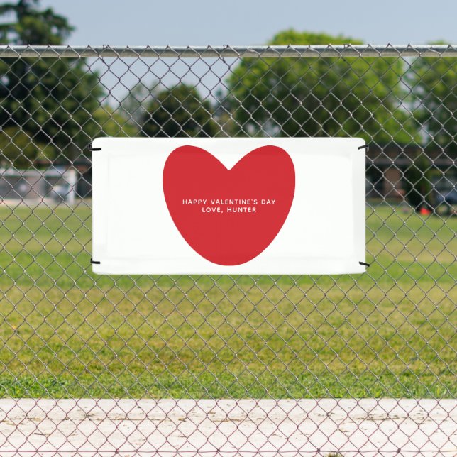 Simple cute red heart personalized Valentine's Day Banner (Insitu)