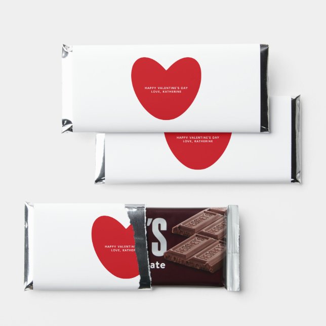Simple cute red heart personalized Valentine's Day Hershey Bar Favors (Front)