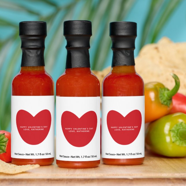 Simple cute red heart personalized Valentine's Day Hot Sauces (Multi)