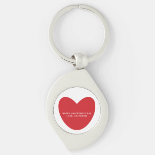 Simple cute red heart personalized Valentine's Day Keychain