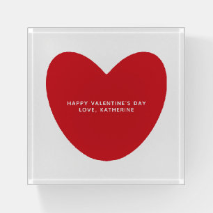 Simple cute red heart personalized Valentine's Day Paperweight