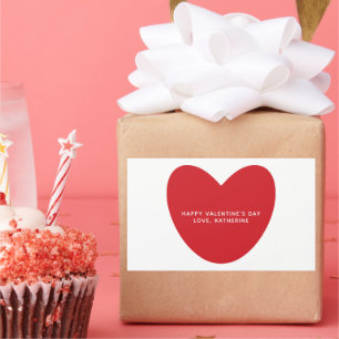 Simple cute red heart personalized Valentine's Day Rectangular Sticker