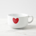 Simple cute red heart personalized Valentine's Day Soup Mug<br><div class="desc">Minimalist simple cute modern red heart personalized custom text Valentine's Day Soup Mug. keepsake.
You can personalize the text and write your own unique message or just leave it as is.
Check the rest of the collection for more coordinating and matching items.</div>