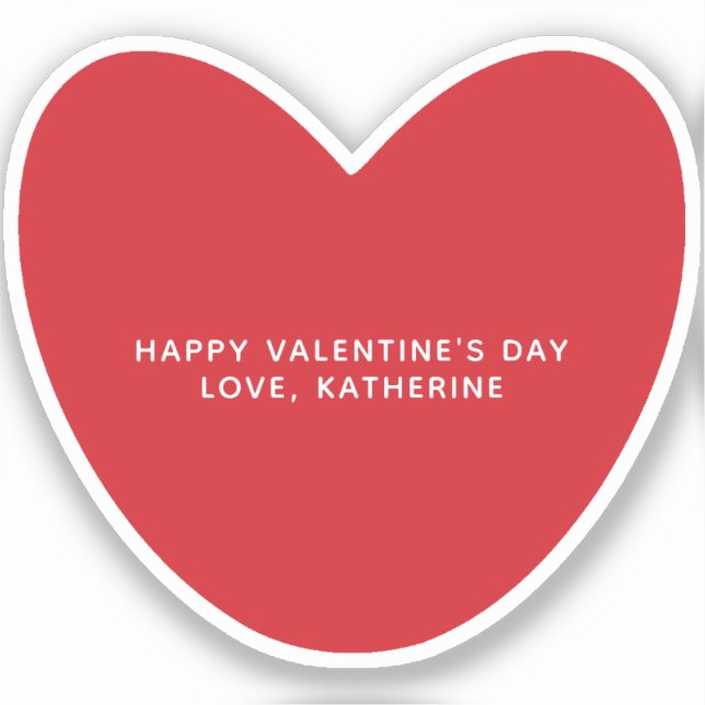 Simple cute red heart personalized Valentine's Day Sticker (Front)