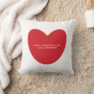 Simple cute red heart personalized Valentine's Day Throw Pillow