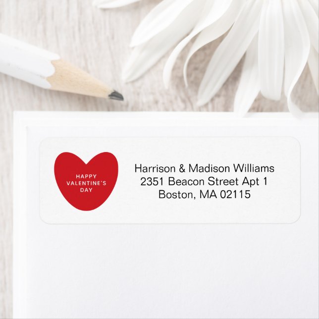 Simple cute red heart Valentine's Day address Label (Insitu)