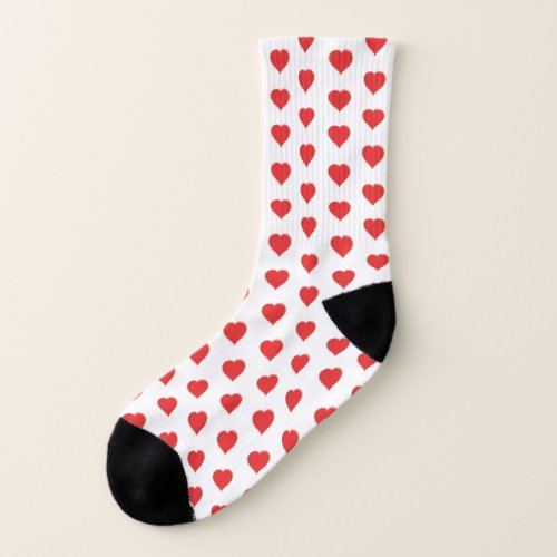 Simple Cute Red Hearts Whimsical Pattern Socks