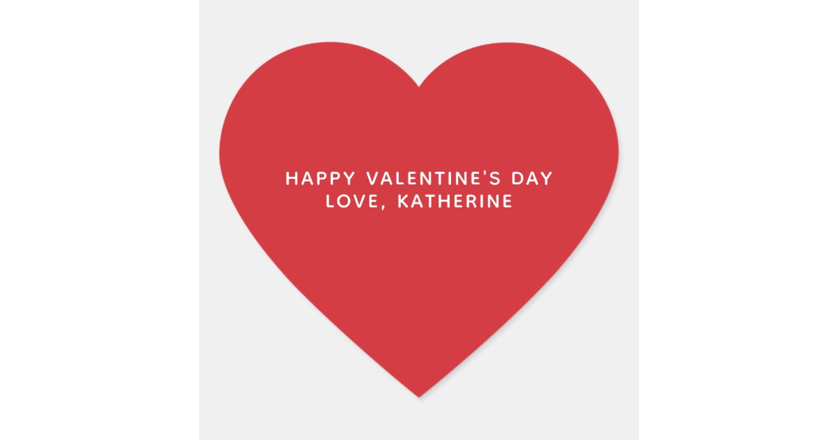 Simple cute red personalized Valentine's Day Heart Sticker | Zazzle