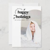 Simple Cute Retro Groovy Happy Holidays Photo Holiday Card