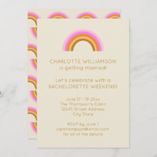 Simple Cute Retro Rainbow Bachelorette Weekend Invitation