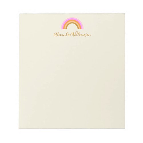 Simple Cute Retro Rainbow Personalized Script Name Notepad