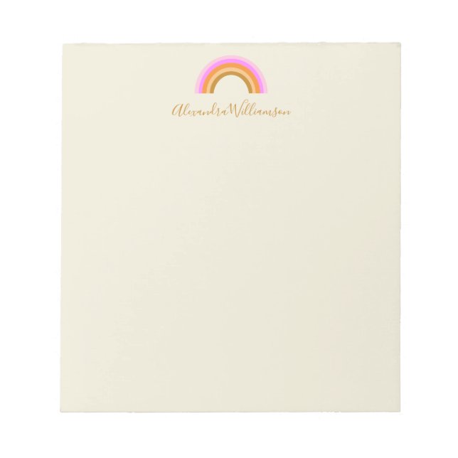 Simple Cute Retro Rainbow Personalized Script Name Notepad (Front)