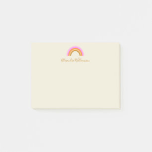 Simple Cute Retro Rainbow Personalized Script Name Post-it Notes