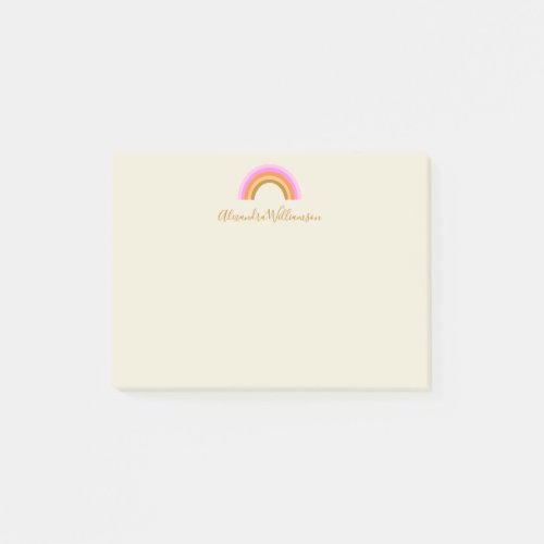 Simple Cute Retro Rainbow Personalized Script Name Post_it Notes