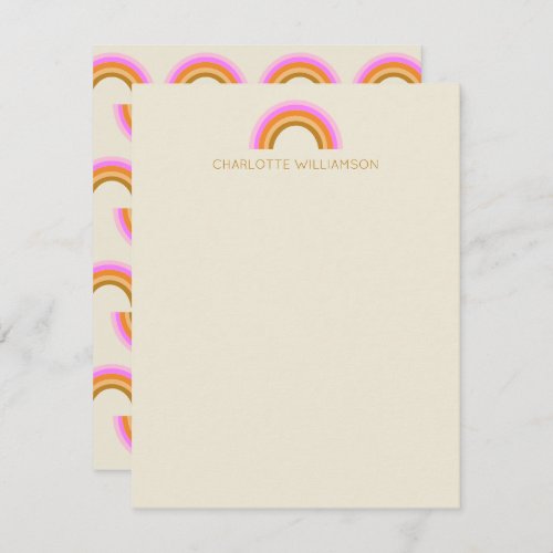 Simple Cute Retro Rainbow Personalized Stationery Note Card