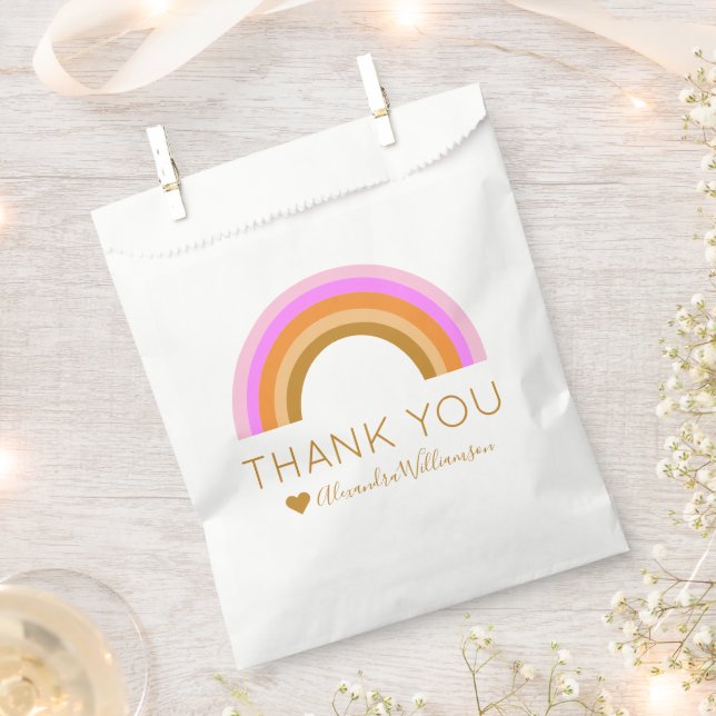 Simple Cute Retro Rainbow Personalized Thank You Favor Bag (Clipped)
