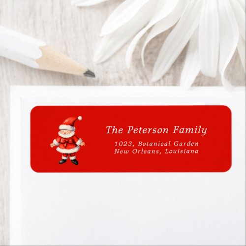 Simple Cute Santa Clause Christmas  Red Address Label